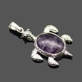 Natural Stone Turtle Shape Pendant Necklace Tortoise Reiki Charm Crystal