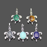 Natural Stone Turtle Shape Pendant Necklace Tortoise Reiki Charm Crystal