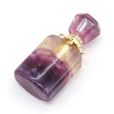 Natural Stone Vial Pendants Fluorite Amethysts Essential Oil Diffuser Necklace