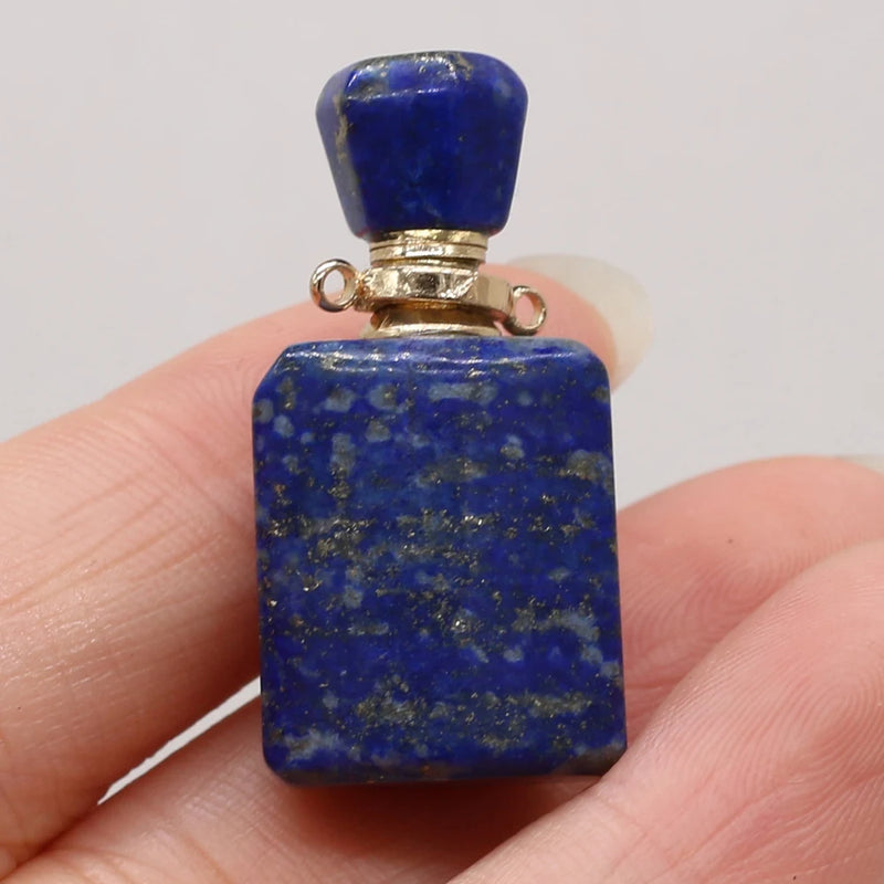 Natural Stone Vial Pendants Fluorite Amethysts Essential Oil Diffuser Necklace
