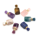 Natural Stone Vial Pendants Fluorite Amethysts Essential Oil Diffuser Necklace