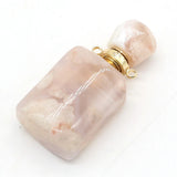 Natural Stone Vial Pendants Fluorite Amethysts Essential Oil Diffuser Necklace