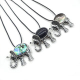 Vintage Elephant Pendant Agate Turquoise Crystal Necklace Charm