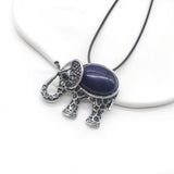 Vintage Elephant Pendant Agate Turquoise Crystal Necklace Charm