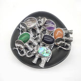 Vintage Elephant Pendant Agate Turquoise Crystal Necklace Charm