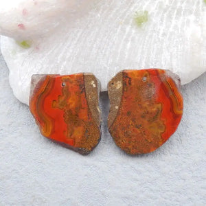Red Agate Nugget Front Drilled Women Earring Beads 27x24x3mm