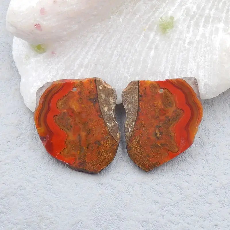 Red Agate Nugget Front Drilled Women Earring Beads 27x24x3mm