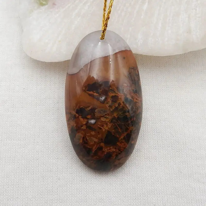 Red Agate Oval Pendant Bead 40x22x9mm 13g Semiprecious Jewelry