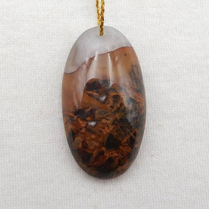 Red Agate Oval Pendant Bead 40x22x9mm 13g Semiprecious Jewelry