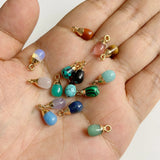 Natural Stone Water Drop Pendant Pink Quartz Charm