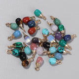 Natural Stone Water Drop Pendant Pink Quartz Charm