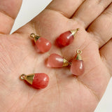 Natural Stone Water Drop Pendant Pink Quartz Charm
