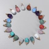Natural Stone Water Drop Pendant Pink Quartz Charm