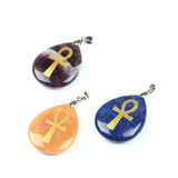 Natural Stone Water Drop Pendant Religious Rune Pendant Life Talisman