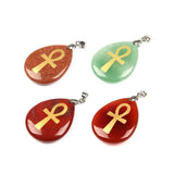 Natural Stone Water Drop Pendant Religious Rune Pendant Life Talisman
