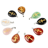 Natural Stone Water Drop Pendant Religious Rune Pendant Life Talisman