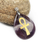 Natural Stone Water Drop Pendant Religious Rune Pendant Life Talisman