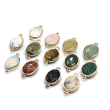 Natural Stone Water Drop Pink Crystal Opal Agate Tiger's Eye Pendant