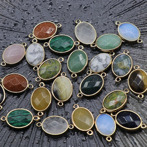 Natural Stone Water Drop Pink Crystal Opal Agate Tiger's Eye Pendant