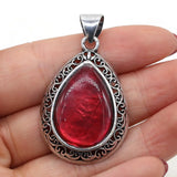Water Drop Shape Rose Quartz/Gold Sand Charm Pendant DIY 24x40mm