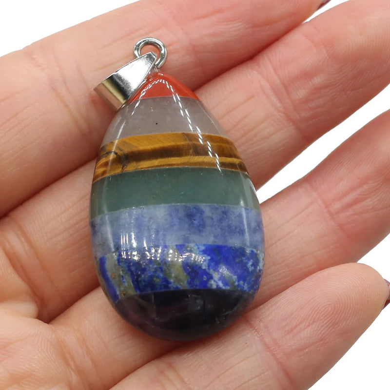 Natural Stone Water Drop Reiki Heal Pendants Charms DIY Jewelry Making