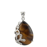 Natural Stone Water-drop Shape Cane Vine Flower Women Pendant Necklace