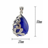 Natural Stone Water-drop Shape Cane Vine Flower Women Pendant Necklace