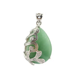 Natural Stone Water-drop Shape Cane Vine Flower Women Pendant Necklace