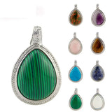 Natural Stone Water-drop Shape Nostalgic Style Pendant Necklace