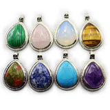 Natural Stone Water-drop Shape Nostalgic Style Pendant Necklace