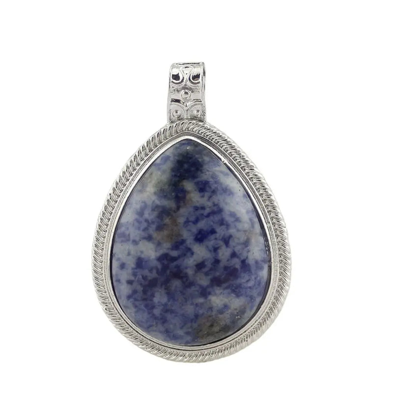 Natural Stone Water-drop Shape Nostalgic Style Pendant Necklace