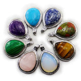 Natural Stone Water-drop Shape Nostalgic Style Pendant Necklace