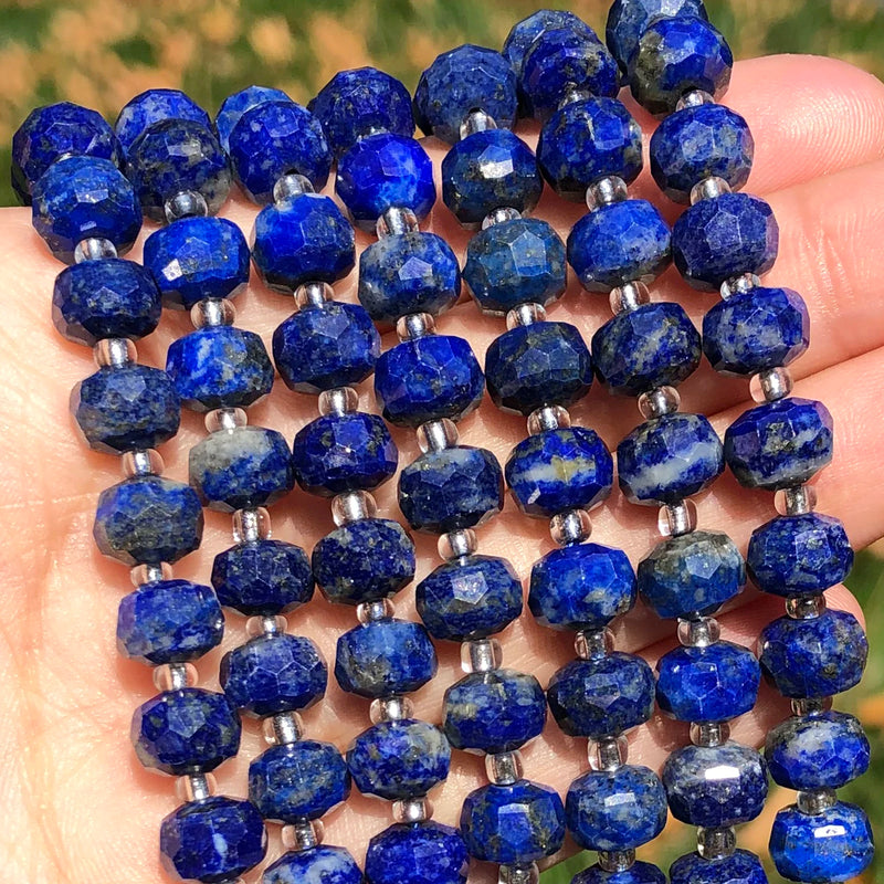 Faceted Lapis Lazuli Loose Spacer Beads 6x8mm