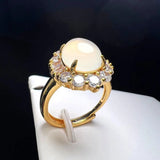 Natural Stone Agate Finger Ring Charm Rings Adjustable