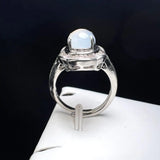 Natural Stone Agate Finger Ring Charm Rings Adjustable Zircon Copper Stone Rings