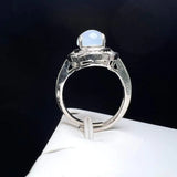 Natural Stone Agate Finger Ring Charm Rings Adjustable Zircon Copper Stone Rings