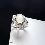 Natural Stone Agate Finger Ring Charm Rings Adjustable Zircon Copper Stone Rings