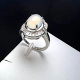 Natural Stone Agate Finger Ring Charm Rings Adjustable Zircon Copper Stone Rings