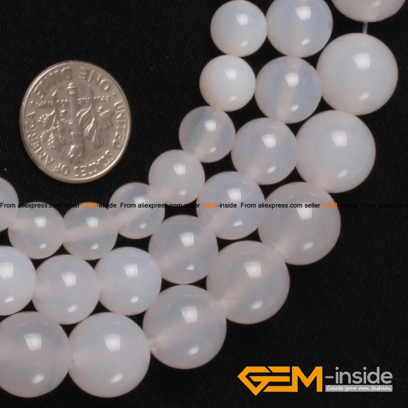 Natural Stone Agates Round Bead 15" Strand DIY Bracelet Necklace Loose Beads