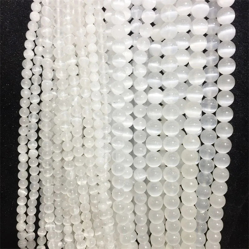 Cat Eye Moonstone Selenite Gemstone Beads For Jewelry Making