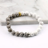 Howlite Marble & Grey Stone Bead Bracelet for Men