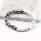 Howlite Marble & Grey Stone Bead Bracelet for Men