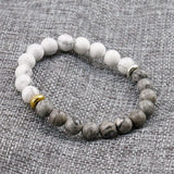 Howlite Marble & Grey Stone Bead Bracelet for Men