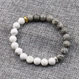 Howlite Marble & Grey Stone Bead Bracelet for Men