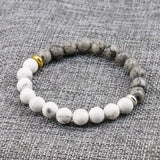 Howlite Marble & Grey Stone Bead Bracelet for Men