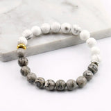 Howlite Marble & Grey Stone Bead Bracelet for Men