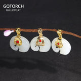 Jade Elephant Pendant Silver 925 Jewelry Women Necklace