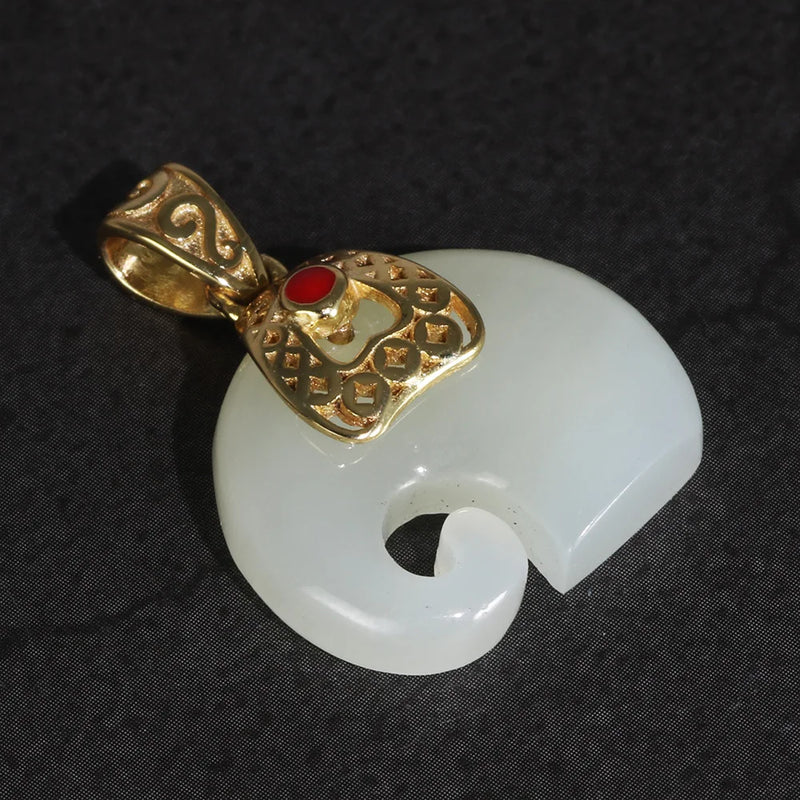 Jade Elephant Pendant Silver 925 Jewelry Women Necklace