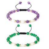Natural Stone Pearl Bracelet Amethyst Multicolor Crystal Adjustable Bracelet