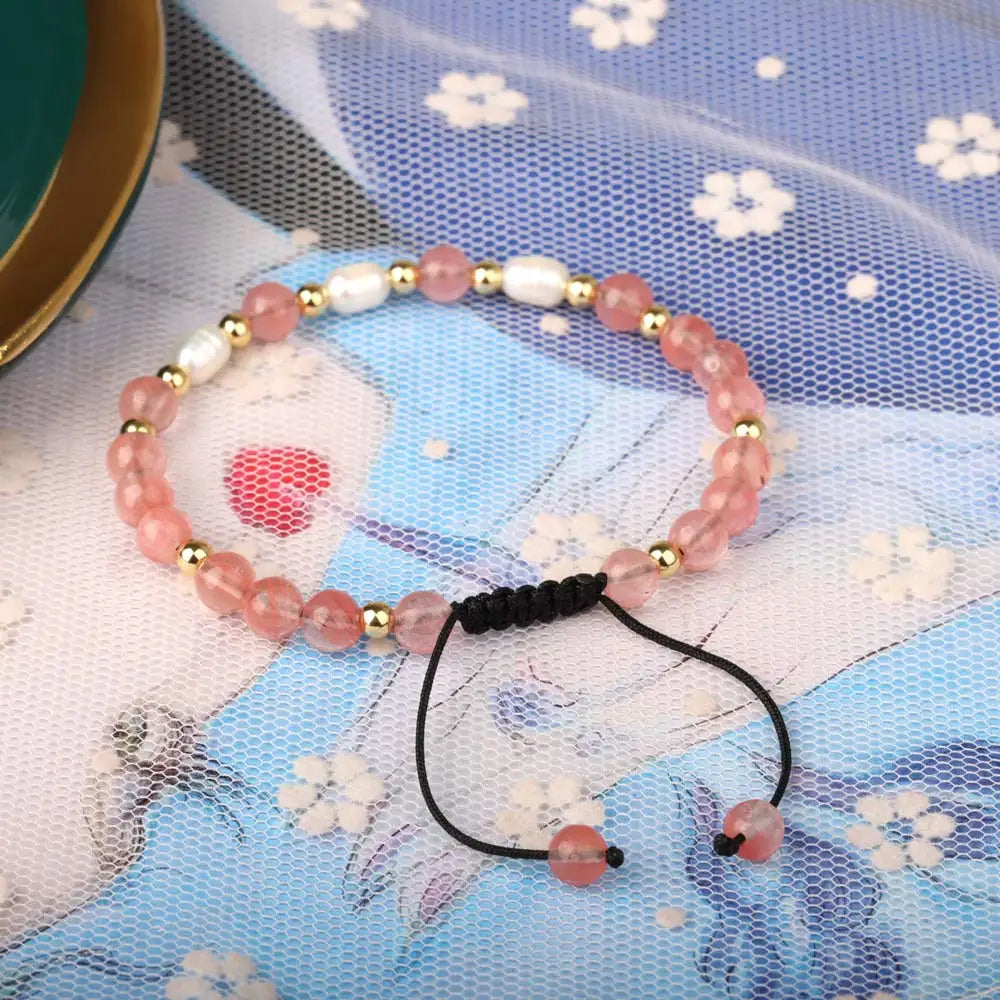 Natural Stone Pearl Bracelet Amethyst Multicolor Crystal Adjustable Bracelet